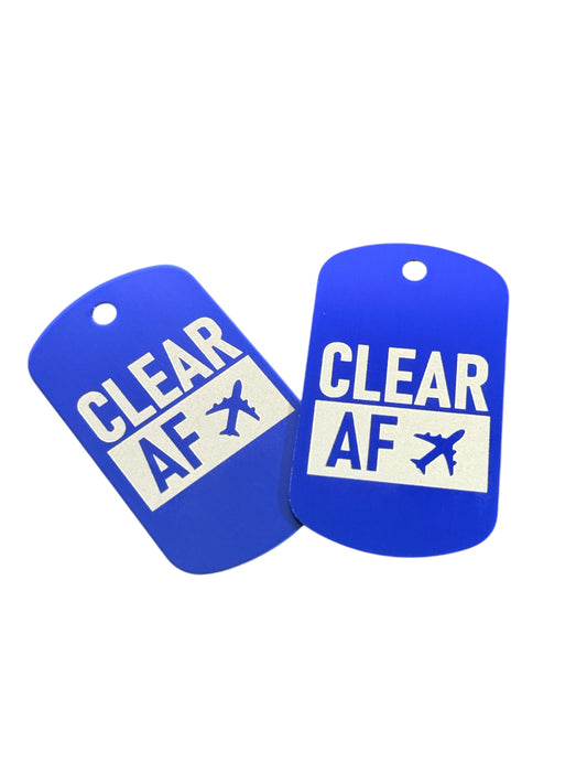 CLEAR AF PEW POLICIES TRAVEL TAG 2pack blue